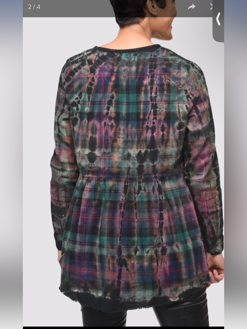 Anthropologie Tulip Boho Tie Dye Plaid Top Size XL - Picture 7 of 7